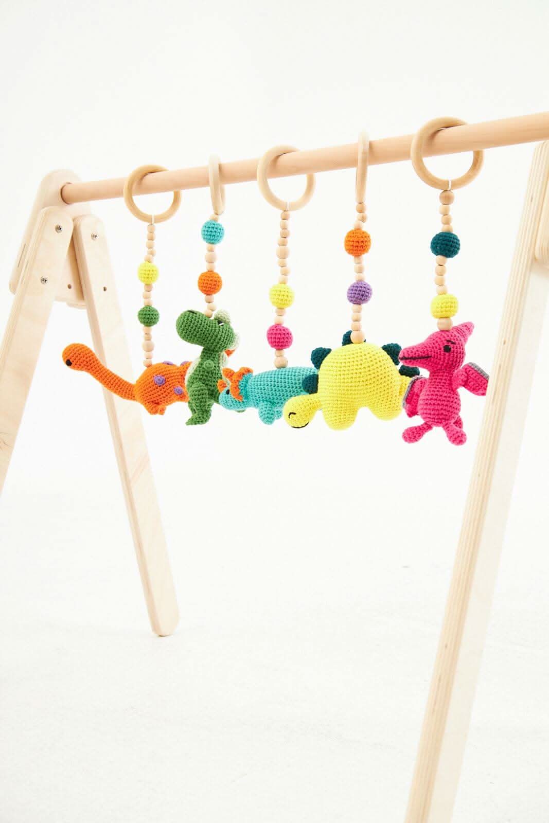 Montessori Baby Gym & Hanging Toys Set | Wooden Play Gym for Babies-2