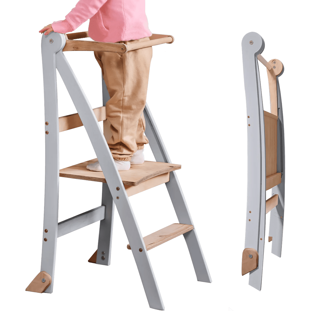 Learning Tower: Foldable Step Stool for Toddlers - Gray