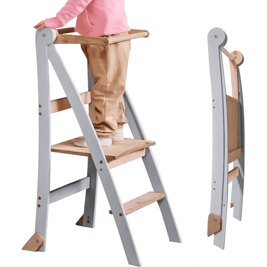 Learning Tower: Foldable Step Stool for Toddlers - Gray