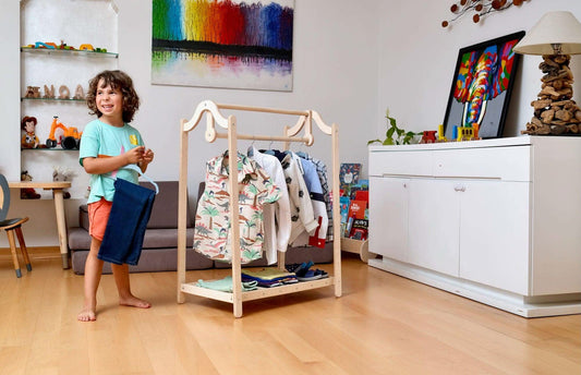 Montessori Wooden Kids Clothing Rack-0