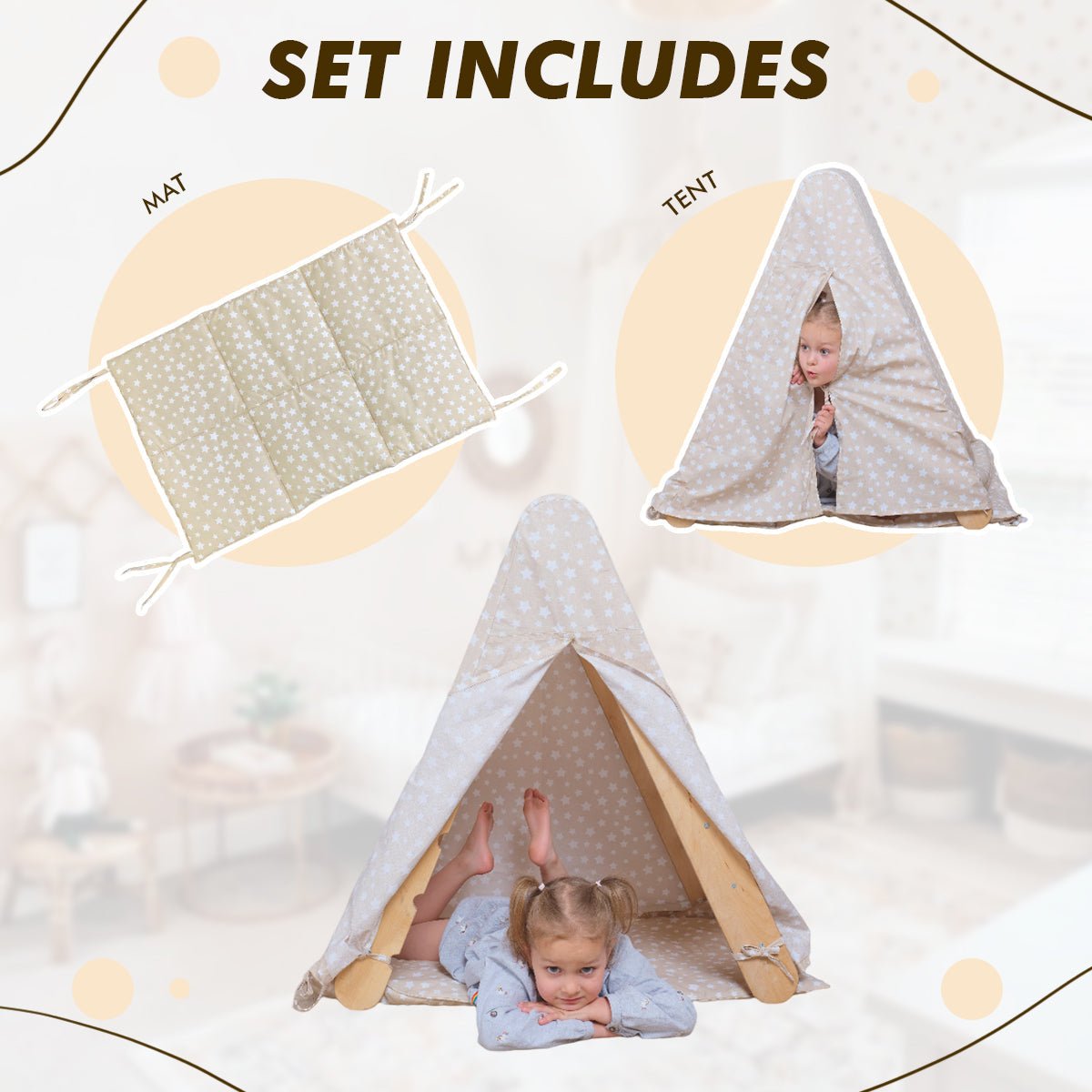 Play Tent Cover with Mat for Climbing Triangle Ladder-1
